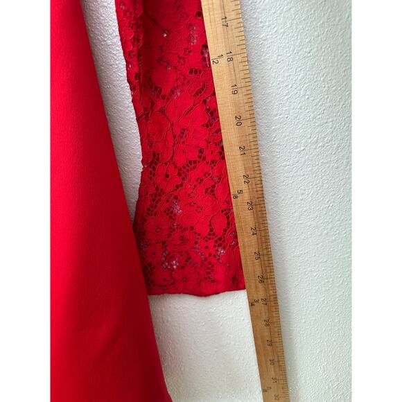 NWT House of CB Jennica Red Lace Sleeve Bustier Satin Mini Dress M - Picture 15 of 15